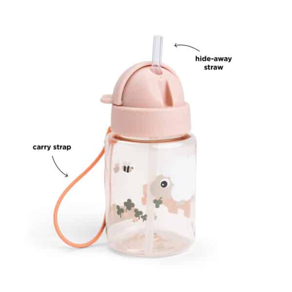Done by Deer Drinkfles met Rietje Tiny Farm Powder Roze 5712643055679