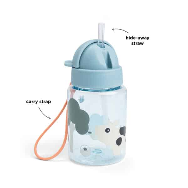 Done by Deer Drinkfles met Rietje Tiny Farm Blue 5712643055648