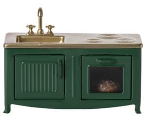 11-3114-01 Maileg Poppenhuis Keuken Kitchen Mouse Dark Green 5707304132134 (1)