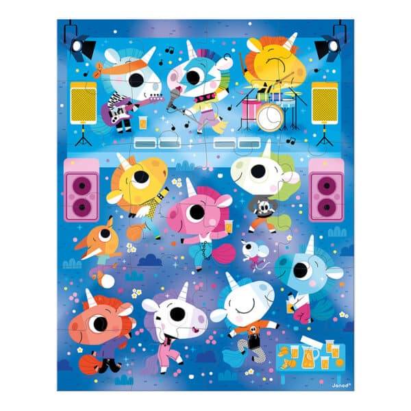 112544 Janod Puzzel Koffer - Eenhoorns Rock Concert 3700217325442 (4)