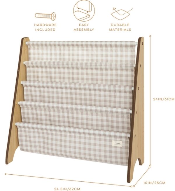 3 Sprouts Boekenrek Gingham Vichy Beige 812895003086 (1)