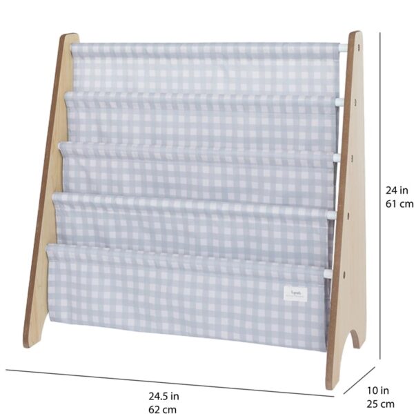3 Sprouts Boekenrek Gingham Vichy Blauw 812895003093