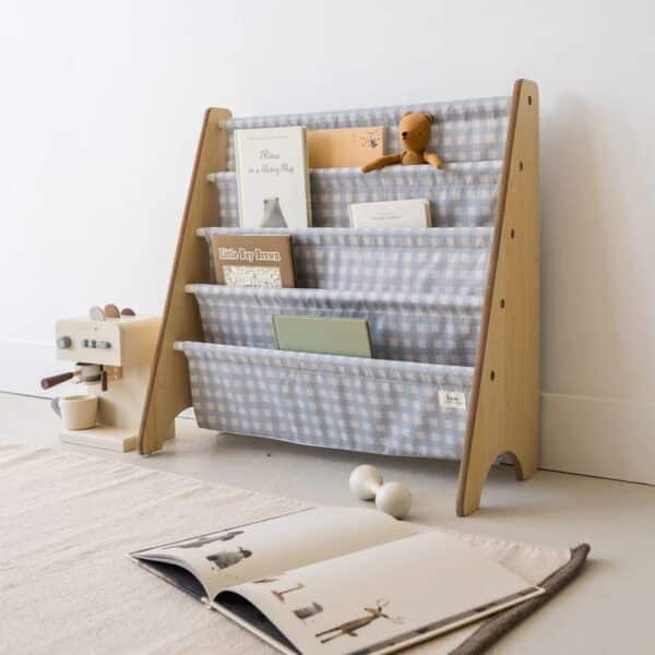 3 Sprouts Boekenrek Gingham Vichy Blauw 812895003093
