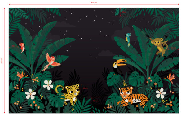 Lilipinso Jungle Night Behang Paneel - Jungle Night (400 x 248 cm)