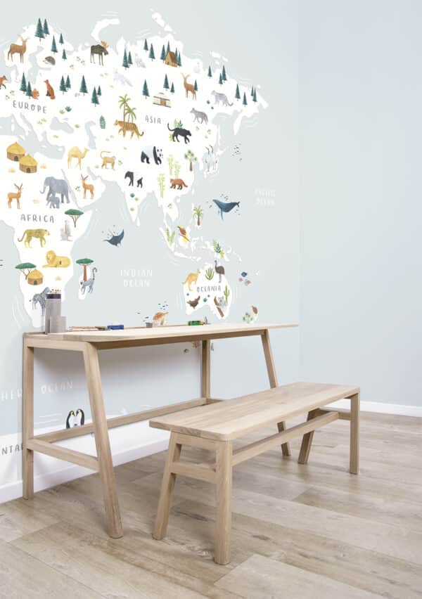 Lilipinso Living Earth Behang Paneel - Wereldkaart met Dieren