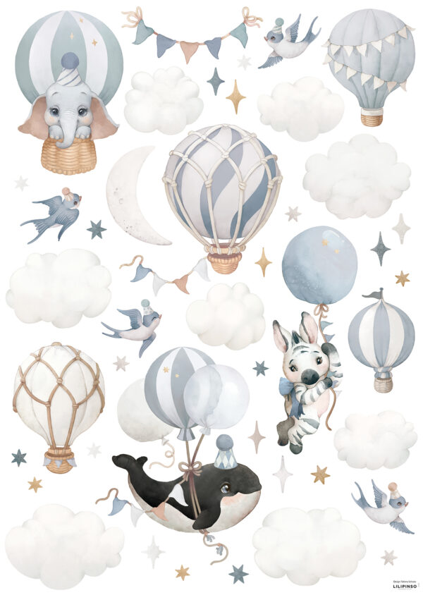 Lilipinso Selene Muurstickers XL - Animals Fantasy Blue