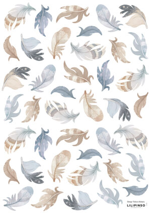 Lilipinso Selene Muurstickers A3 - Feathers Blue