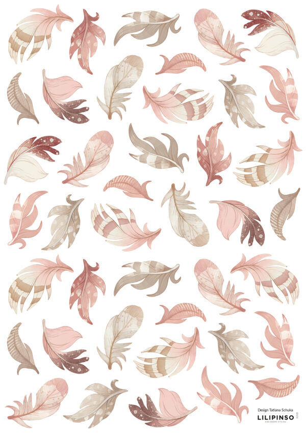 Lilipinso Selene Muurstickers A3 - Feathers Pink
