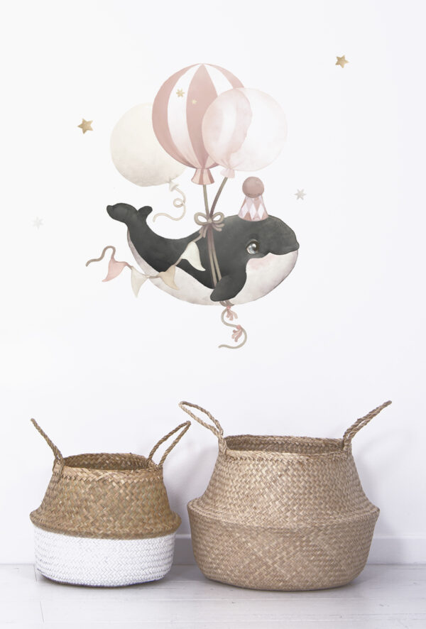 Lilipinso Selene Muurstickers XL - Flying Whale Pink