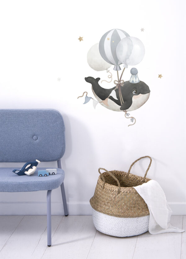 Lilipinso Selene Muurstickers XL - Flying Whale Blue