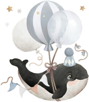 Lilipinso Selene Muurstickers XL - Flying Whale Blue
