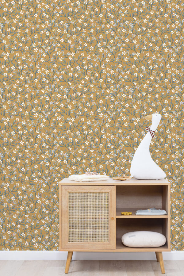 Lilipinso Braylynn Behangstaal - Exquisite Blossoms (mustard yellow)