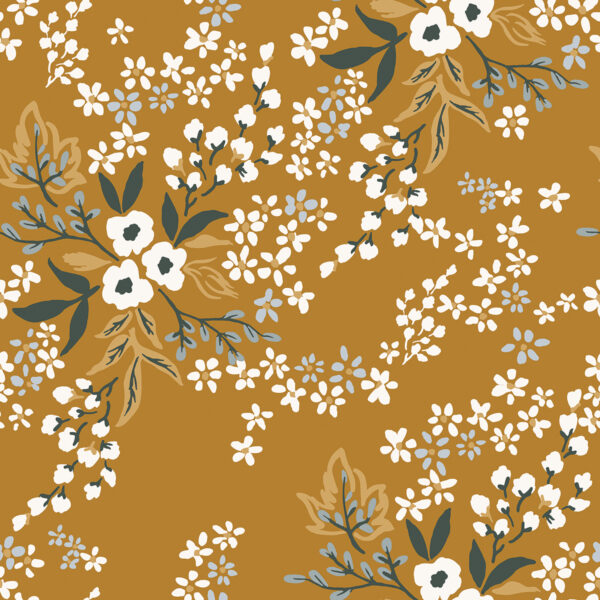Lilipinso Braylynn Behangstaal - Floral Constellation (mustard)