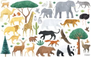 Lilipinso Living Earth Muurstickers XL - Dieren van de Wereld