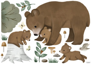 Lilipinso Kharu Muurstickers XL - Bears Family