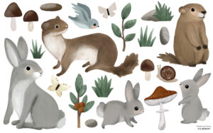 Lilipinso Kharu Muurstickers Medium - Mountain Animals Mix