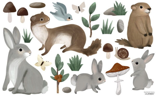 Lilipinso Kharu Muurstickers Medium - Mountain Animals Mix
