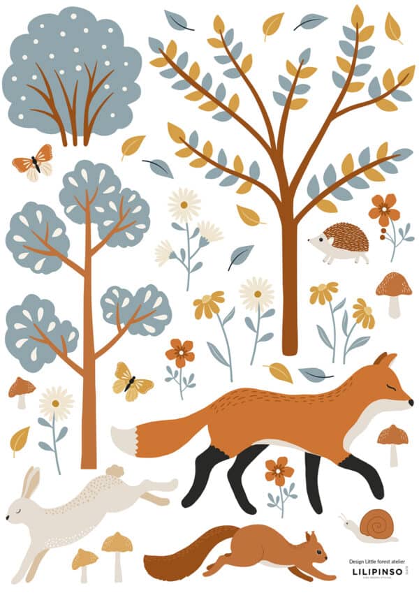 3700412485736 Lilipinso Joro Muurstickers A3 - Woodland Animals and Fox S1478