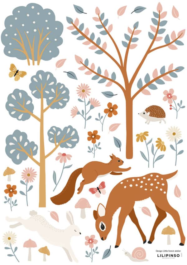 3700412485743 Lilipinso Joro Muurstickers A3 - Woodland Animals and Deer S1477