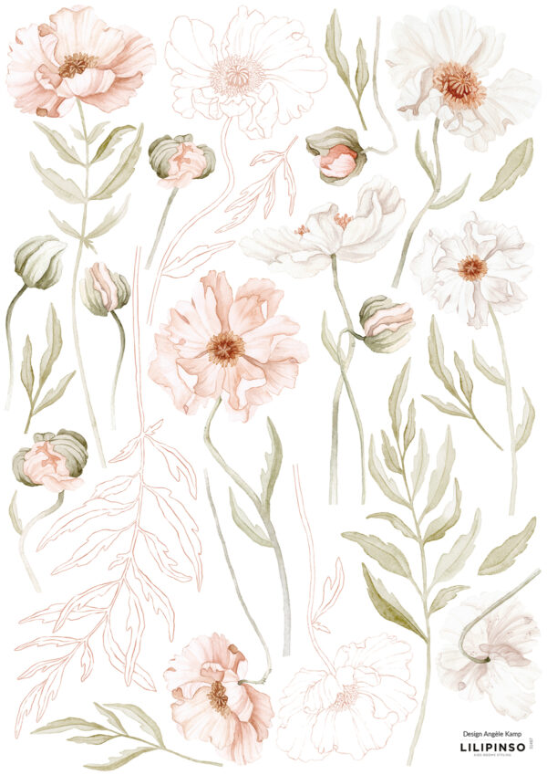 Lilipinso Islandic Poppies Muurstickers A3 - Beautiful Poppies