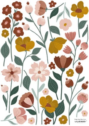 3700412486276 Lilipinso Capucine Muustickers A3 - Pretty Flowers