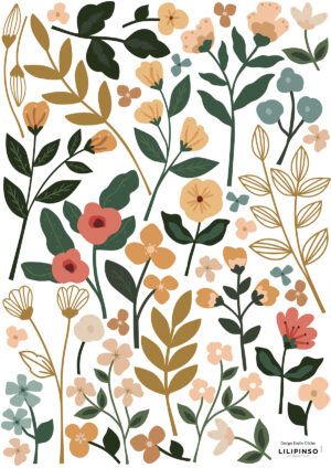 Lilipinso Bloem Muurstickers A3 - Colorful Flowers
