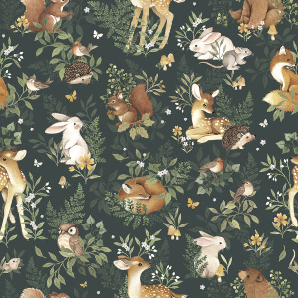 Lilipinso Oh Deer Behang - Forest Friends (Pine Forest)