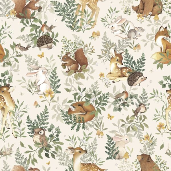 Lilipinso Behang Sample Oh Deer Behang - Forest Friends (Beige)