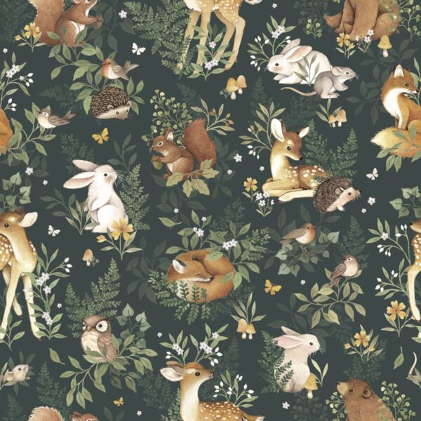 Lilipinso Behang Sample Oh Deer Behang - Forest Friends (Pine Forest)