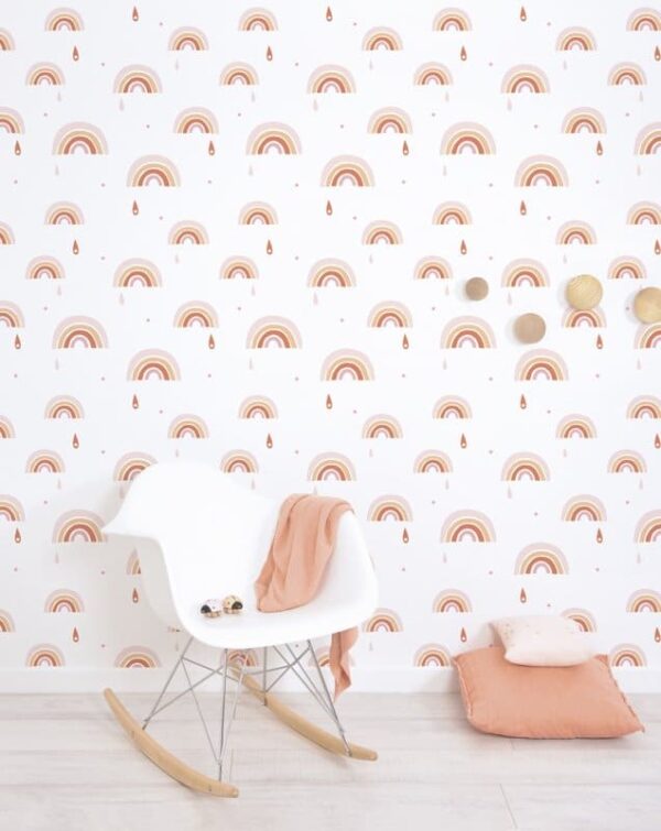 Lilipinso Behang Sample Paradisio Behang - Rainbows Pink and Orange