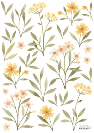 Lilipinso Oh Deer Muursticker A3 - Orange and Yellow Flowers