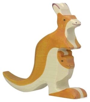 Holztiger Kangoeroe met Baby (80193)