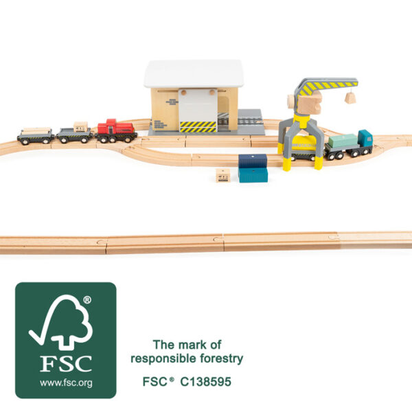 Small Foot Houten Trein Vracht Depot met Accessoires + 3jr