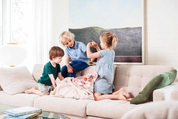 Play and Go Speelgoedkleed en opbergzak - Strepen Mosterd Geel