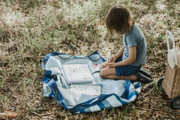 Play and Go Outdoor Opbergtas - Blauw/Groen Gestreept