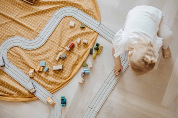 Play and Go Speelkleed en Opbergzak Organic - Grid Mustard