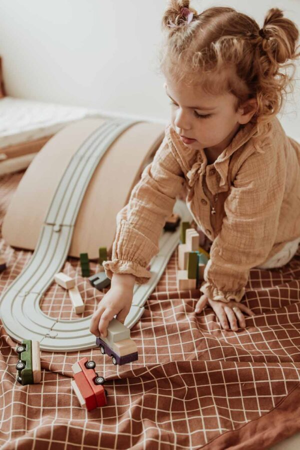 Play and Go Speelkleed en Opbergzak Organic - Grid Brown