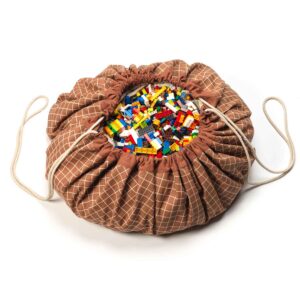 Play and Go Speelkleed en Opbergzak Organic - Grid Brown