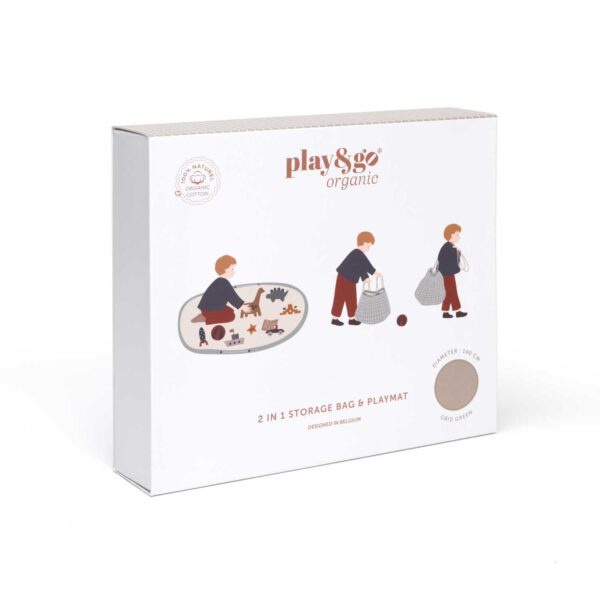 Play and Go Speelkleed en Opbergzak Organic - Grid Blue