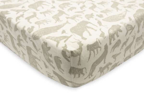 511-501-67043 Jollein Hoeslaken Wieg Jersey Animals Olive Green 8717329376434 (5)