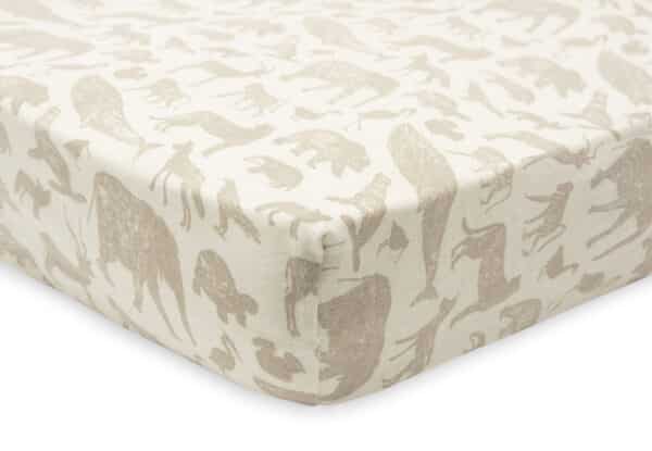 511-501-67044 Jollein Hoeslaken Wieg Jersey Animals Nougat (40/50x90cm) 8717329376465