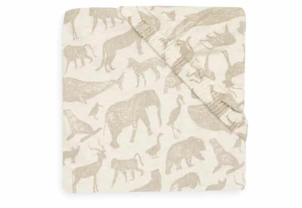 511-501-67044 Jollein Hoeslaken Wieg Jersey Animals Nougat (40/50x90cm) 8717329376465
