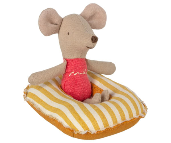 Maileg Beach Mice Rubber Bootje Small Mouse - Yellow Stripe