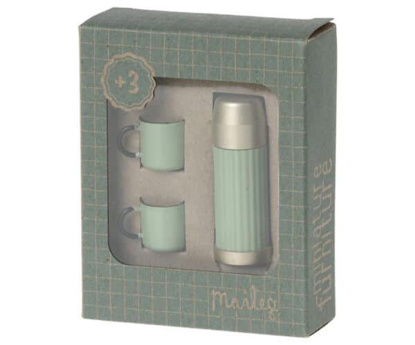 Maileg Poppenhuis Thermosfles met Bekers - Mint Groen