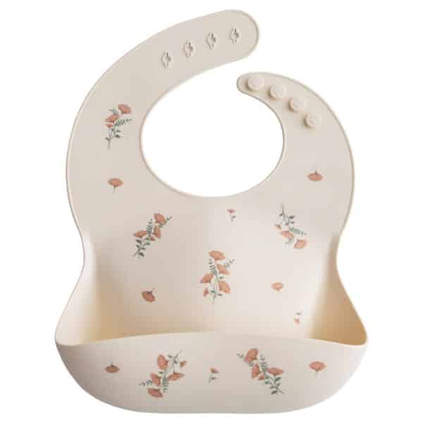Mushie Slabbetje Siliconen - Pink Flowers