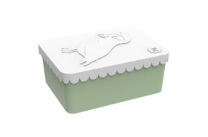 Blafre Lunchtrommel rechthoek Papegaaiduiker - Wit/licht groen