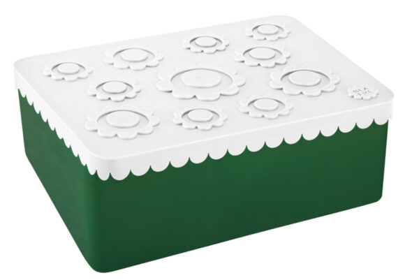 Blafre Lunchtrommel Bloemen - Donker Groen/Wit