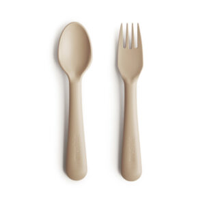Mushie Kinderbestek Set Lepel en Vork - Vanilla