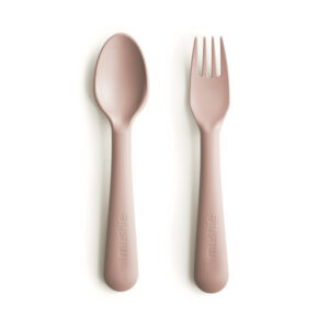 Mushie Kinderbestek Set Lepel en Vork - Blush