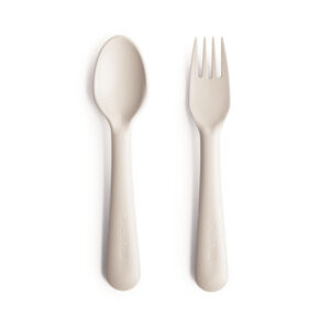 Mushie Kinderbestek Set Lepel en Vork - Ivory